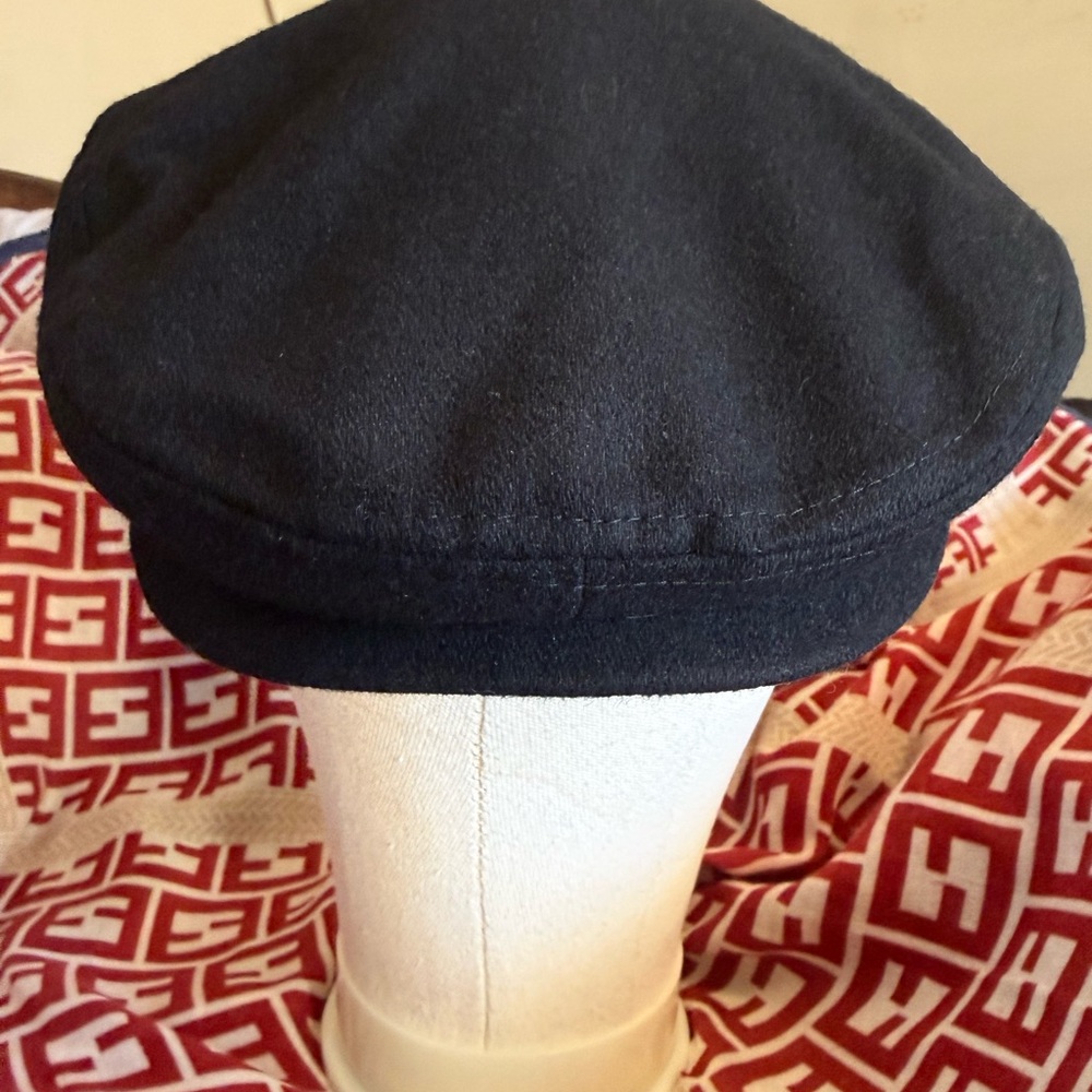 Chaps Black Wool Blend Newsboy Cap